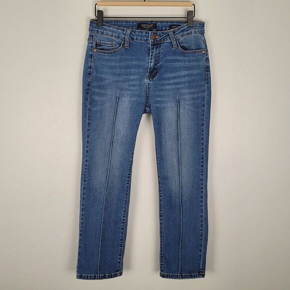 Judy Blue Size 30 Cropped Straight Fit Jeans Front Back Seam Stretch Blue - Picture 2 of 12